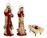 Set 3 figurine Nasterea Domnului textil multicolor Sublime 31x18x23h; 24x24x89h; 24x24x99h