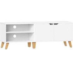 VASAGLE Comoda pentru TV de pana la 65 inch, cu 2 usi si raft reglabil, 40x140x50 cm, alb Household NewTrend
