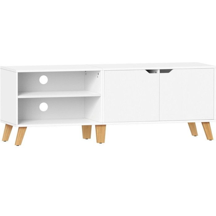 VASAGLE Comoda pentru TV de pana la 65 inch, cu 2 usi si raft reglabil, 40x140x50 cm, alb