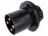 Conector alimentare AC trifazat AMPHENOL IP&amp;S 63A 4 pini soclu tată IP44