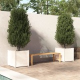 Cumpara ieftin Jardiniere de grădină 2 buc. alb 60x60x60 cm lemn masiv pin