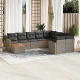 vidaXL Set mobilier de grădină cu perne, 10 piese, gri, poliratan 3258721