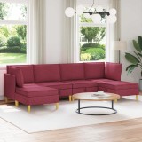 vidaXL Set de mobilier pentru living cu pernă 6 pcs Roșu Vin Țesătură 3413692