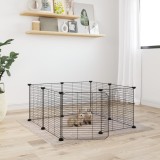 VidaXL Cușcă animale de companie cu ușă, 8 panouri, negru 35x35cm oțel