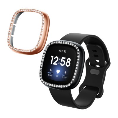 Set 2 Huse Kwmobile pentru Fitbit Versa 3/Sense, Negru/Auriu, Plastic, KWM000024ZI003C foto