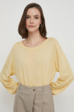 Cumpara ieftin Sisley pulover din amestec de mătase culoarea galben, light