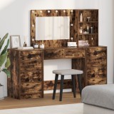 Set de toaletă 3 piese vidaXL cu LED din lemn de stejar afumat