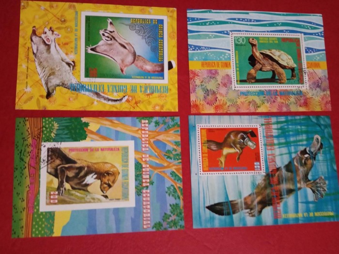 GUINEA ECUATORIALA, FAUNA - 4 COLIȚE ȘTAMPILATE