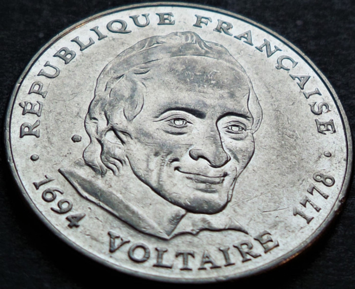 Moneda comemorativa 5 FRANCI - FRANTA, anul 1994 * cod 4521 - Voltaire