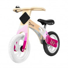 Lionelo - Bicicleta fara pedale Willy Bubblegum, Cu tablita de scris, Cu roti din spuma EVA 12”, Alb/Roz