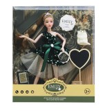 Papusa Emily 30 cm cu rochita eleganta si figurina bufnita, Oem