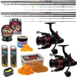 Set dublu Benzar Classic Method Feeder, Lanseta + Mulineta + Nada + Fir + Montura + Matrita