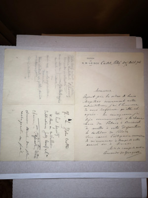 Document vechi - MAISON DE S. M. LE ROI - Castel Peles 20 aug in lb. franceza foto