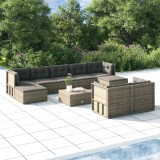 Cumpara ieftin Set mobilier de grădină cu perne, 9 piese, gri, poliratan