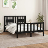 Cadru de pat cu tablie, negru, 140x200 cm, lemn masiv de pin GartenMobel Dekor, vidaXL