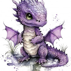 Sticker decorativ, Dragon, Mov, 69 cm, 1262STK-1