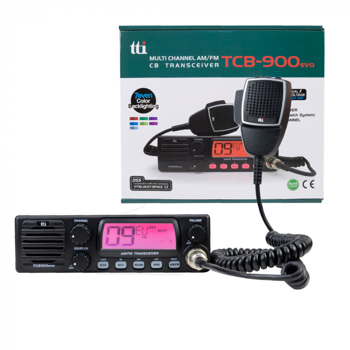 Resigilat : Statie radio CB TTi TCB-900 EVO, DSS, SQ, Dual Watch, Mic Gain, 12V-24