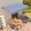 Copertină retractabilă manual, albastru și alb, 600 x 300 cm