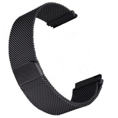 Curea metalica compatibila Huawei Watch GT 2 46mm, telescoape QR, Milanese Loop, Negru foto