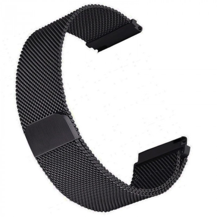 Curea metalica compatibila Huawei Watch GT 2 46mm, telescoape QR, Milanese Loop, Negru