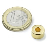 Magnet neodim inel &Oslash;10/4 x 5 mm, putere 2,5 kg, N42, placat aur