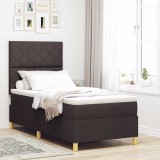 Cumpara ieftin Pat cu arcuri cu saltea Maro &icirc;nchis 90 x 200 cm țesătură