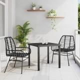 VidaXL Set de masă de grădină , 3 piese, negru, din rattan sintetic.
