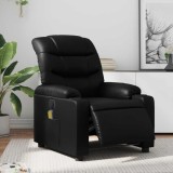 vidaXL Fotoliu electric de masaj rabatabil, negru, piele ecologică
