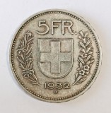 ELVETIA 5 FRANCI 1932 ARGINT XF ( CITITI DESCRIEREA ), Europa