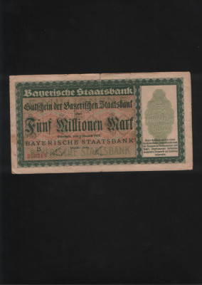 Germania 5000000 (5 milioane) marci mark Munchen Staatsbank 1923 seria200213 foto