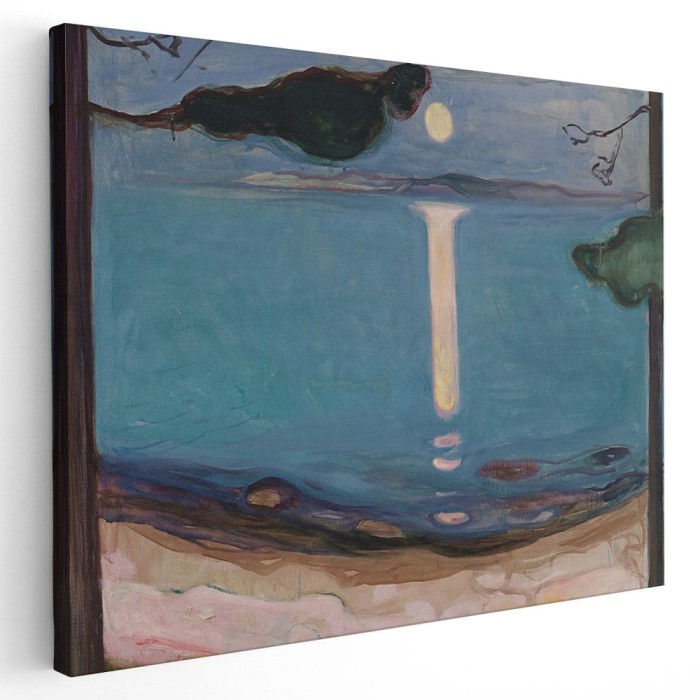 Tablou pictura Lumina lunii de Edvard Munch 2123 Tablou canvas pe panza CU RAMA 80x120 cm