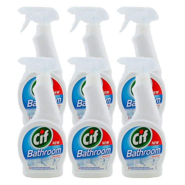 6x Cif Bathroom, Solutie pentru baia, Ultra-rapid cu pulverizator, 6 x 500ml