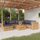 Cumpara ieftin Set mobilier grădină cu perne, 8 piese, lemn masiv de tec