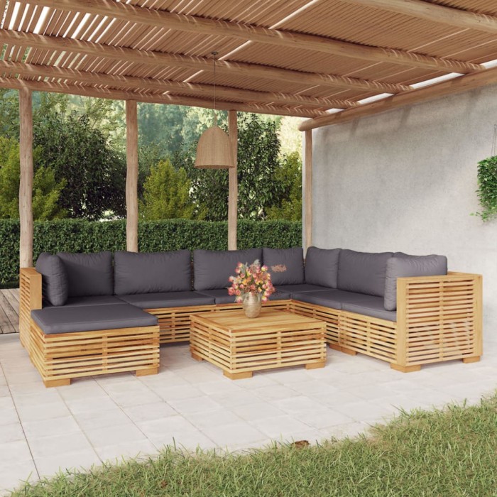 vidaXL Set mobilier grădină cu perne, 8 piese, lemn masiv de tec 3100880