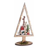 Decoratiune Craciun lemn multicolor cu leduri II cm 14,5 x 6 x 30 H
