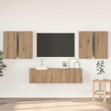 Set comodă TV cu raft Pe perete 6 pcs stejar artizanal 60 x 30 x 30 cm