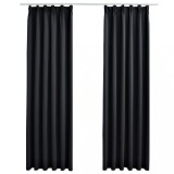 Cumpara ieftin Draperii opace cu carlige, 2 buc., negru, 140 x 225 cm
