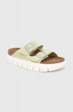 Birkenstock papuci din piele BIRKENSTOCK X PAPILLIO Arizona Chunky femei, culoarea verde, 1026888