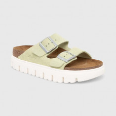 Birkenstock papuci din piele BIRKENSTOCK X PAPILLIO Arizona Chunky femei, culoarea verde, 1026888