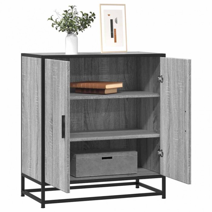 Gossi dulap, gri sonoma, 68x35x76 cm, lemn prelucrat si metal