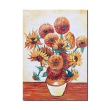 Tablou celebru pictat manual, Vaza cu floarea soarelui, 70x50cm ulei pe panza, reproducere Vincent van Gogh