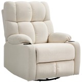 HOMCOM Fotoliu de relaxare cu suport pentru picioare, fotoliu de culcare, rotativ, p&acirc;nă la 150 kg, structură din oțel, 88x96x108cm, Bej | Aosom Romani
