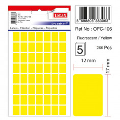 Etichete Autoadezive Color, 12 X 17 Mm, 280 Buc/set, Tanex - Galben Fluorescent foto