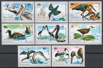 Rwanda 1975 Mi 711/18 MNH - Pasari de apa foto