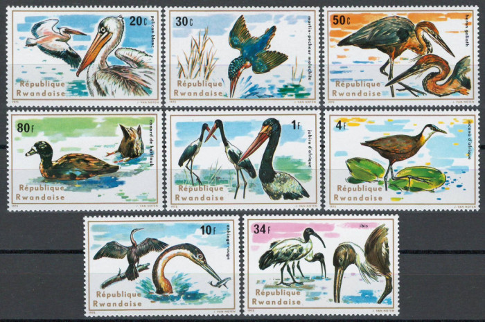 Rwanda 1975 Mi 711/18 MNH - Pasari de apa