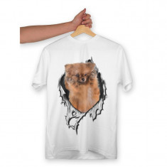 Tricou personalizat dama "POMERANIAN", Alb, Marime L