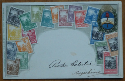 Uniunea Postala Universala , Argentina , circulata in Bucuresti , embosata ,1905 foto