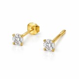 Cercei argint placati cu aur cu zirconii albe