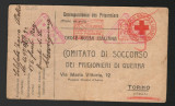 Italy 1919 Censored Red Cross Postcard for War Prisoner Torino D.752