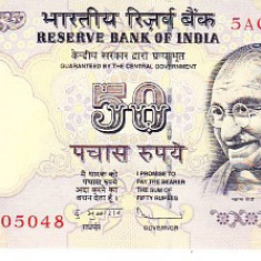 M1 - Bancnota foarte veche - India - 50 rupii - 2012